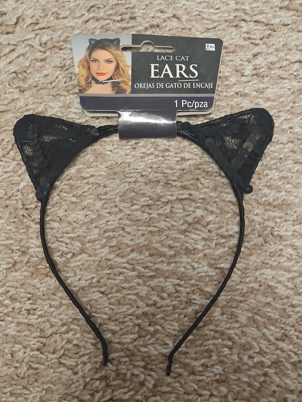 Lace Cat Ears Headband - Black